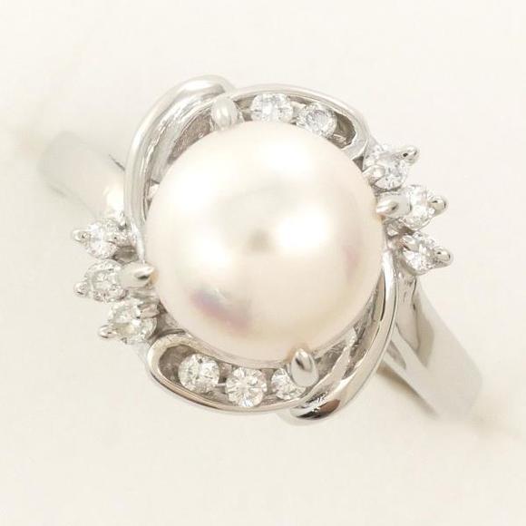 Other Jewelry - Other PT900 Platinum Pearl Ring with Diamond Metal Ring in Excellent Condition